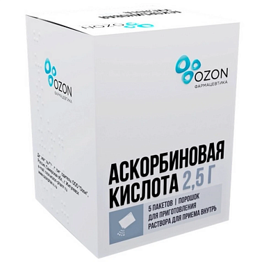 Купить Аскорбиновая кислота 2,5 г 5 шт порошок для приготовления раствора для приема внутрь
