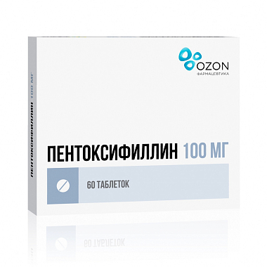 Купить Пентоксифиллин 100 мг 60 шт таблетки покрытые кишечнорастворимой оболочкой
