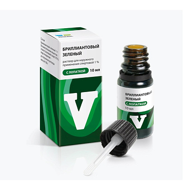 Купить Бриллиантовый Зеленый Реневал 1% 10 мл раствор спиртовой для наружного применения флакон с крышкой-помазком