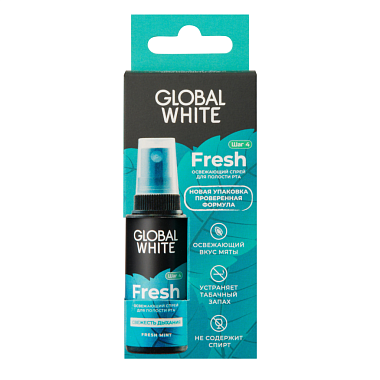 Купить Global White 15 мл спрей для полости рта освежающий свежая мята