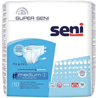 Купить Seni Super подгузники 10 шт размер M 6 капель