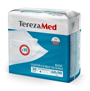 Купить TerezaMed Basic 60смх90см 30 шт пеленки одноразовые впитывающие