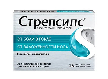 Купить Стрепсилс 36 шт таблетки для рассасывания ментол-эвкалипт