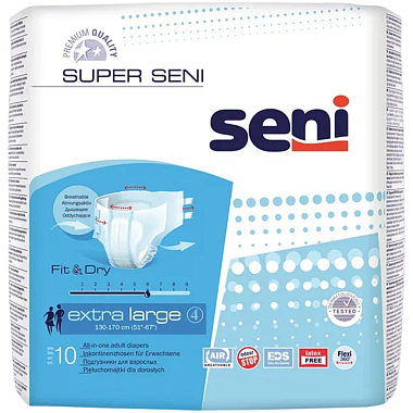 Купить Seni Super подгузники 10 шт размер XL 6 капель