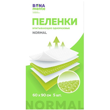 Купить Bona Mente пеленки впитывающие одноразовые нормал 60 см х 90 см 5 шт