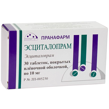 Купить Эсциталопрам 10 мг 30 шт таблетки покрытые пленочной оболочкой