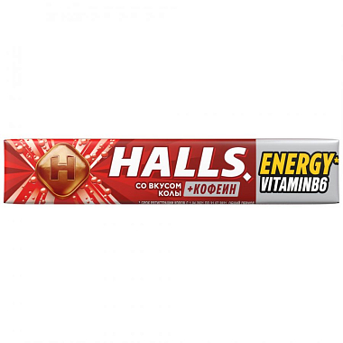 Купить Halls 25 г карамель леденцовая с кофеином и витамином B6 со вкусом колы