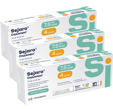 Купить Набор 3 уп. Седжаро 7,5 мг/доз 2,4 мл 1 шприц-ручка + 4 иглы