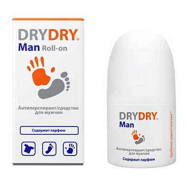 Купить DryDry De Man Roll-on 50 мл дезодорант-антиперспирант от потоотделения для мужчин