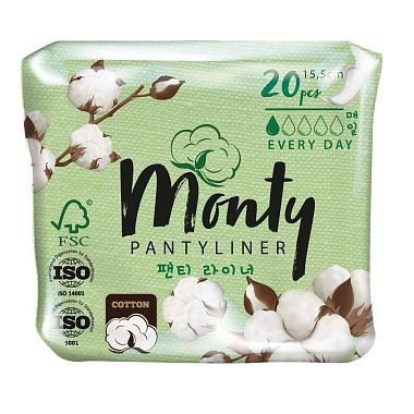 Купить Monty Pantyliner 20 шт прокладки ежедневные