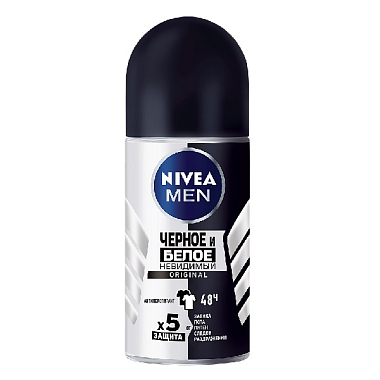 Купить Nivea Men Original Черное и Белое невидимый 50 мл антиперспирант шарик