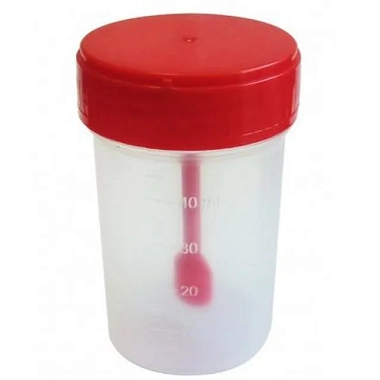 Купить Контейнер 60 мл для сбора биоматериалов стерильный с лопаткой