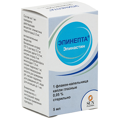 Купить Эпинепта 0,05 % 5 мл капли глазные флакон-капельница