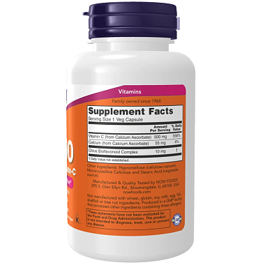 Купить Now Foods Витамин С-500 100 шт капсулы
