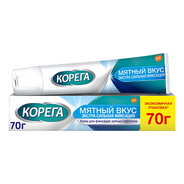 Купить Корега Экстра Сильный крем для фиксации зубных протезов 70 г 2 шт мятный вкус