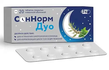 Купить СонНорм Дуо 3 мг+1.16 мг+28 мг 30 шт таблетки покрытые пленочной оболочкой