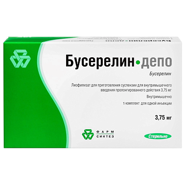 Купить Бусерелин-Депо 3,75 мг 1 шт лиофилизат для суспензии для внутримышечного введения пролонгированного действия флакон