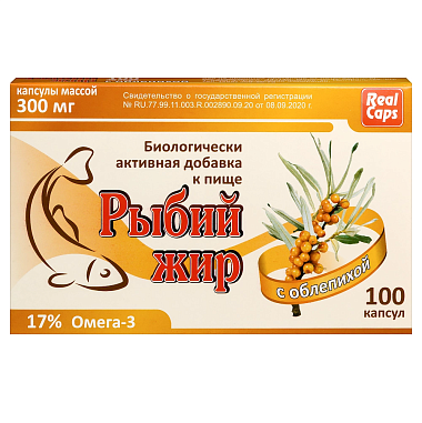 Купить Реалкапс Рыбий жир с маслом облепихи 100 шт капсулы