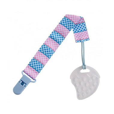 Купить Roxy Kids прорезыватель для зубов на держателе голубой-розовый клеточка