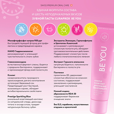 Купить Curaprox Be You Pink single зубная паста 60 мл Любитель конфет Арбуз розовая