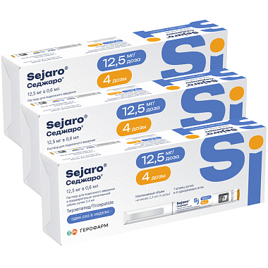 Купить Набор 3 уп. Седжаро 12,5 мг/доз 2,4 мл 1 шприц-ручка + 4 иглы