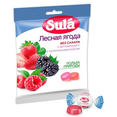 Купить Sula 60 г леденцы без сахара лесная ягода