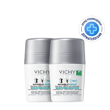Купить Vichy 50 мл 2 шт  дезодорант-шарик инвизибл резист 72 ч