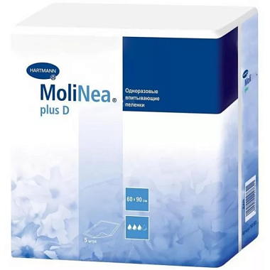 Купить Molinea plus D 60 см х 90 см 5 шт пеленки одноразовые впитывающие