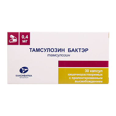 Купить Тамсулозин-Бактэр капс кишечнораств пролонг высвоб 0,4мг №30