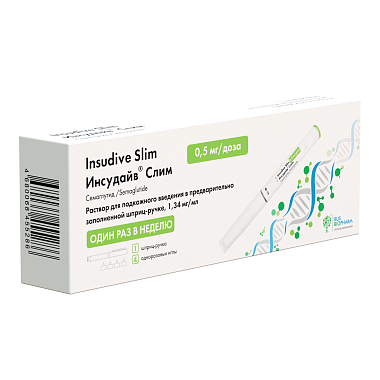 Купить Инсудайв Слим 0,5 мг 1,5 мл раствор для подкожного введения шприц-ручка  с иглами  4 шт
