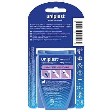 Купить Uniplast 4,2 см x 4,5 см 6 шт пластырь гидроколлоидный от сухих мозолей