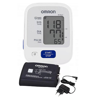 Купить Omron M2 Basic HEM-7121-ALRU тонометр автоматический плечевой с адаптером и универсальной манжетой 22-42 см