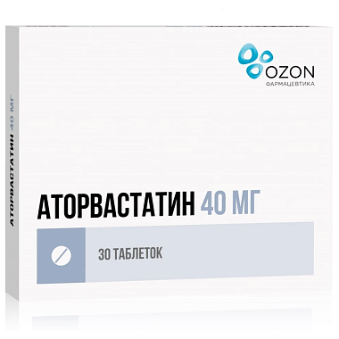 Купить Аторвастатин 40 мг 30 шт таблетки покрытые пленочной оболочкой