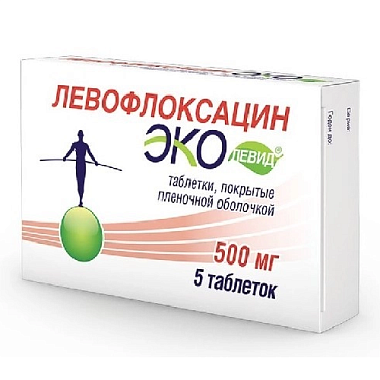Купить Левофлоксацин-Эколевид 500 мг 5 шт таблетки покрытые пленочной оболочкой