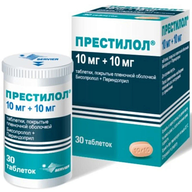 Купить Престилол 10 мг + 10 мг 30 шт таблетки покрытые пленочной оболочкой