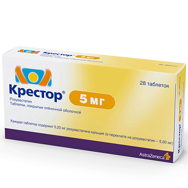 Купить Крестор 5 мг 28 шт таблетки покрытые пленочной оболочкой
