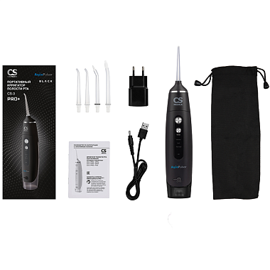 Купить CS Medica Aquapulsar ирригатор полости рта портативный черный Артикул CS-3 PRO+