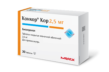 Купить Конкор Кор 2,5 мг 30 шт таблетки покрытые пленочной оболочкой
