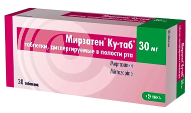 Купить Мирзатен Ку-таб 30 мг 30 шт таблетки диспергируемые в полости рта 