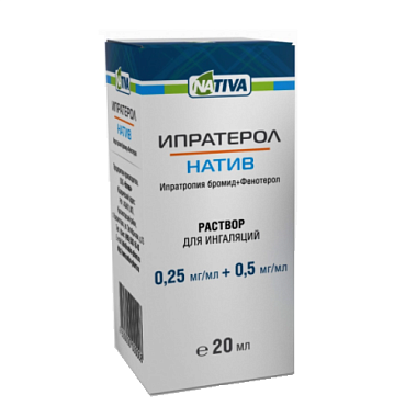 Купить Ипратерол-Натив 0,25 мг + 0,5 мг 20 мл раствор для ингаляций флакон-капельница