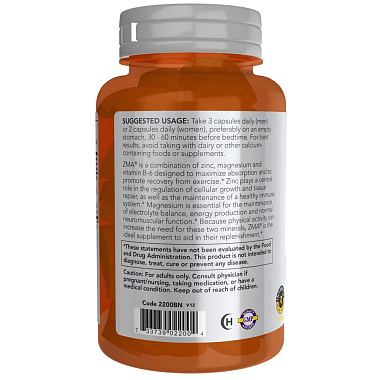 Купить Now foods ZMA Аспартатный комплекс цинк и магний + B6 90 шт капсулы