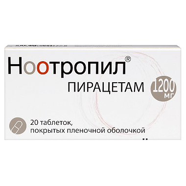 Купить Ноотропил 1,2 г 20 шт таблетки покрытые оболочкой
