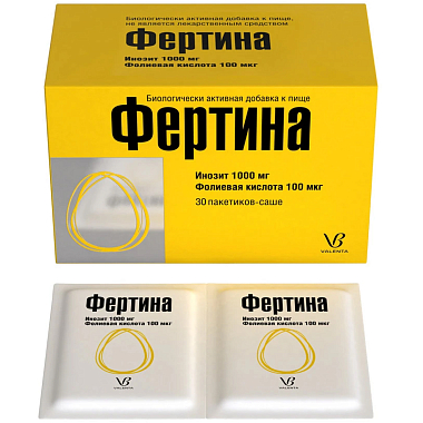 Купить Фертина Инозит 1000 мг Фолиевая кислота 100 мкг 3 г 30 шт порошок саше
