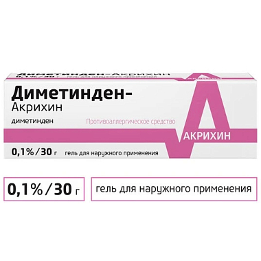 Купить Диметинден-акрихин гель д/наружн примен 0,1% 30г