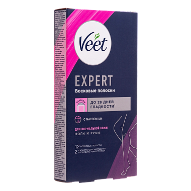 Купить Veet Expert 12 шт полоски восковые для депиляции для нормальной кожи