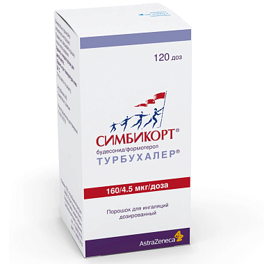 Купить Симбикорт Турбухалер 160 мкг + 4,5 мкг 120 доз порошок для ингаляций дозированный
