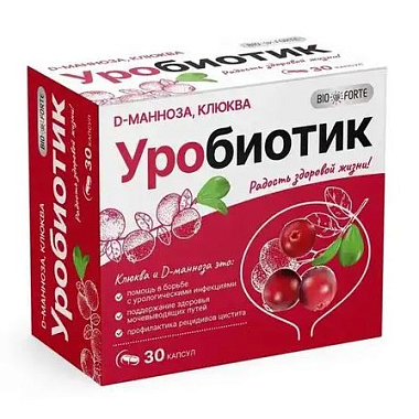 Купить BioForte Уробиотик 500 мг 30 шт капсулы D-манноза с экстрактом клюквы