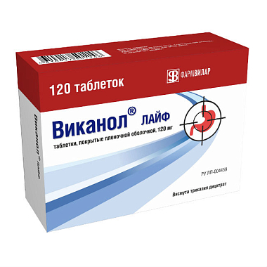 Купить Виканол Лайф 120 мг 60 шт таблетки покрытые пленочной оболочкой