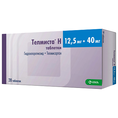 Купить Телмиста Н 12,5 мг + 40 мг 28 шт таблетки