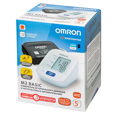 Купить Omron M2 Basic HEM-7121-ALRU тонометр автоматический плечевой с адаптером и универсальной манжетой 22-42 см